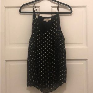 Loft black and gold polka dot top
